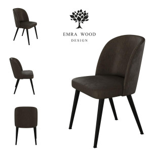 Krzesło TUXEDO KR-2 53x49x83 cm welurowe do jadalni ciemnobrązowy