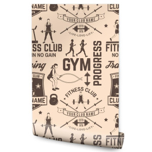 Tapeta Fitness SIŁOWNIA Trening Napisy Styl Retro