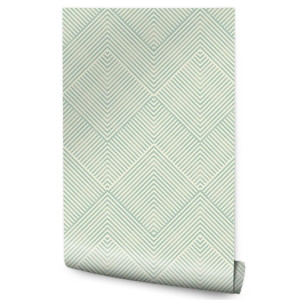 Tapeta Do Salonu Zielony Wzór GEOMETRYCZNY Retro 53x1000