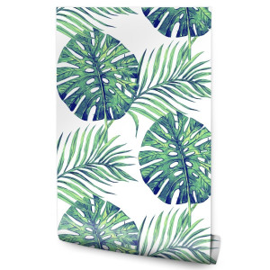 Tapeta W Rolce Malowane LIŚCIE Tropikalne Monstera 53x1000