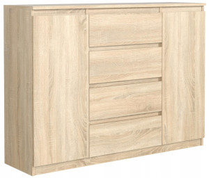 Komoda 101x120x39 cm duża z 4 szufladami i 2 drzwiami dąb sonoma pojemna szafka do salonu
