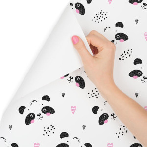 Tapeta do pokoju dziecka pandy misie serca kropki