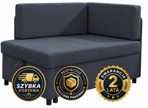 Sofa dla dzieci Viluś 106x75x80 cm narożnik jednoosobowy do pokoju z funkcją spania i przechowywania grafit