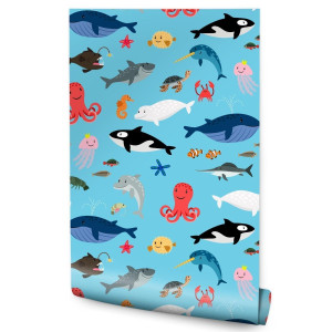 Tapeta Dla Dzieci Zwierzęta MORSKIE Orka Delfinki 53x1000