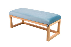 Siedzisko do przedpokoju LPG-2 55x35x45 cm ławka tapicerowana nogi naturalne tkanina jasny błękit