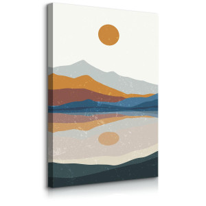 Obraz Do Salonu Kolorowe Góry Zachód Słońca Jezioro Styl Boho 30x40cm