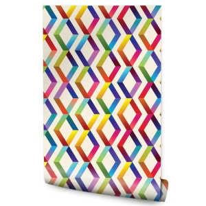 Tapeta do Salonu KOLOROWE Figury Geometryczne 3D