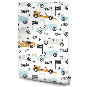 Tapeta Ścienna WYŚCIGÓWKI Styl Skandynawski Retro