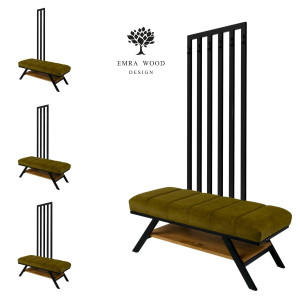 Ławka z wieszakiem LGM-586 100x40x35 cm do przedpokoju stal czarna ciemnozielony