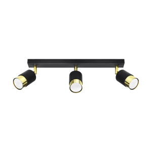 Plafon NERO 3 czarny/złoty 18x5x45cm nowoczesna lampa GU10 do salonu