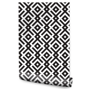 Tapeta Do Salonu Czarno-Biały GEOMETRYCZNY Wzór 3D 53x1000