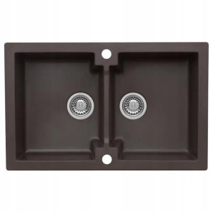 Zlewozmywak granitowy 2-komorowy 79x50x16 cm WESTA 160 bez ociekacza ciemna czekolada