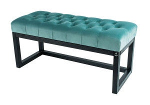 Ławeczka ławka model LPP-2 50x45x35 cm z pikowaniem do przedpokoju z czarnym stelażem mięta