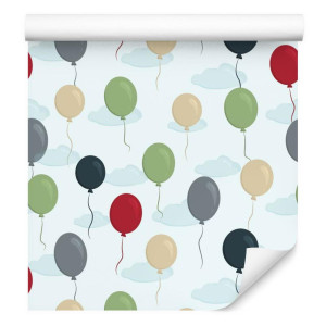 Tapeta ścienna dla dzieci kolorowe balony chmury