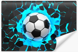 Fototapeta 3D Sport PIŁKA Nożna W Ścianie Dekoracja do Pokoju Chłopca