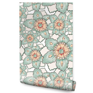 Tapeta Kolorowe KWIATY Rośliny Styl Vintage Retro 53x1000