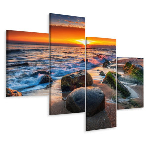 Obraz 4 Częściowy do sypialni Morski PEJZAŻ Plaża 3D Dekor na Płótnie 80x50