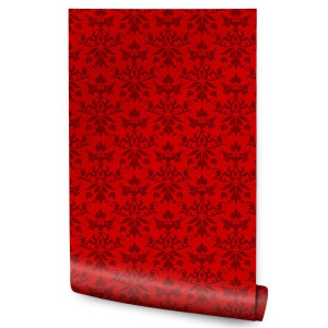 Tapeta Ścienna Bordowe ORNAMENTY Na Czerwonym Tle