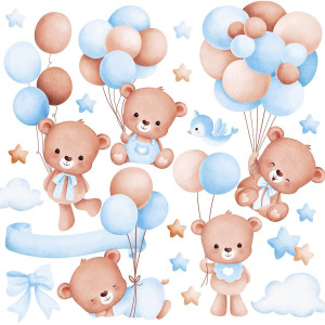 Naklejki Dla Dzieci Kolorowe Balony Misie 60x30 Gwiazdki ZESTAW