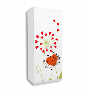 Szafa FLOWERS 80x190 cm biała młodzieżowa z kwiatami dla dziecka