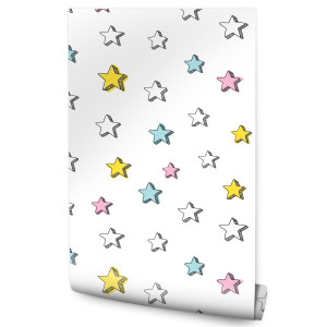 Tapeta Ścienna Do Pokoju Dziecka KOLOROWE Gwiazdki 53x1000