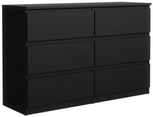 Komoda 79x120x39 cm 6 szufladami czarna do salonu i sypialni