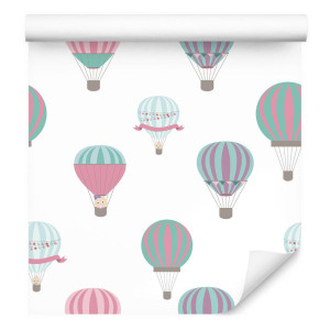 Tapeta ścienna dla dzieci kolorowe balony pojazdy