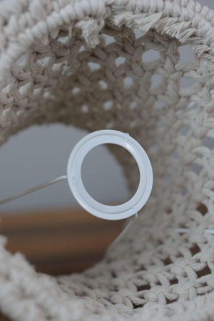 ABAŻUR MAKRAMOWY ∅24CM, WZÓR -PŁASKI, KOLOR - ECRU