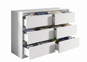 Komoda 120 cm mega cena MARTUSIA 78,5x120x40 cm z 6 szufladami biała do salonu i sypialni
