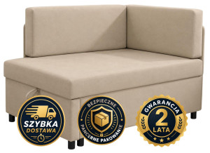 Sofa rozkładana dziecięca Viluś 106x75x80 cm narożnik jednoosobowy do pokoju z funkcją spania i przechowywania dla dzieci beżowy