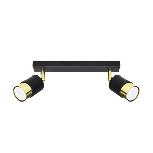 Plafon NERO 2 czarny/złoty 18x5x30cm nowoczesna lampa GU10 do salonu