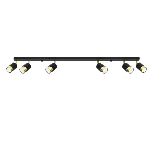 Plafon NERO 6 czarny/złoty 18x5x117cm nowoczesna lampa GU10 do salonu
