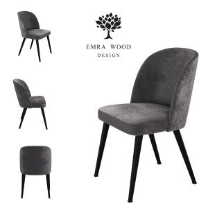 Krzesło DELUXE KR-2 53x49x83 cm welurowe do jadalni ciemnoszary