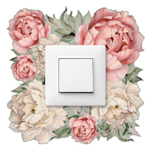Naklejka Pod Włącznik Kontakt Kwiaty Piwonie 20x20 Peonie Natura Boho Dla Dzieci