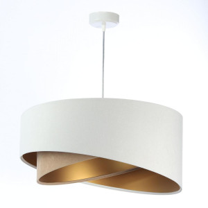 Lampa wisząca asymetryczna biało-beżowo złota do salonu sypialni biura