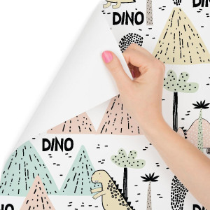 Tapeta dla chłopca, dinozaury, pastelowe wulkany