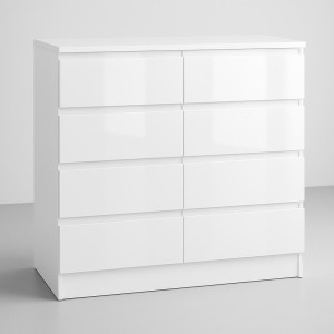 Komoda MARTUSIA 100x97x40 cm 8 szuflad do sypialni salony biały połysk