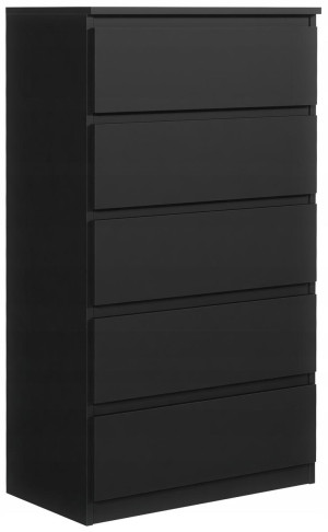 Komoda wysoka z 5 szufladami 125x70x39 cm cm czarna do salonu i sypialni