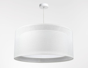 Lampa wisząca DUO 50 cm lniana do sypialni pokoju biała