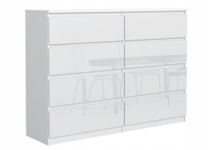 Komoda 102x138x40 cm z 8 szufladami biała front połysk do salonu i sypialni