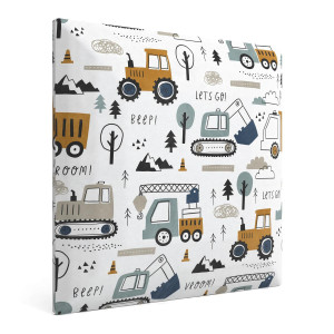 Panele tapicerowane 30x30 cm koparki traktory z nadrukiem dla dzieci na ścianę