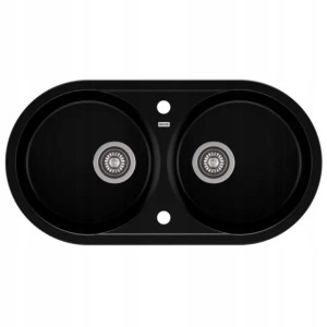 Zlewozmywak 86x45 cm 2-komorowy bez ociekacza Posejdon 170 deep black do kuchni