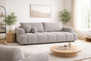 Kanapa rozkładana trzyosobowa z funkcją spania Mediolan 250x112x90 cm sofa z funkcją spania tkanina LOOP szara