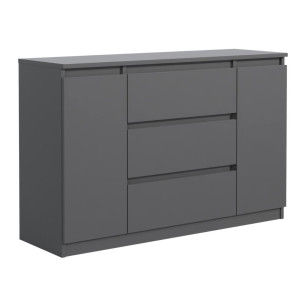 Komoda 78x120x39 cm z 2 drzwiami i 3 szufladami antracyt do salonu i sypialni