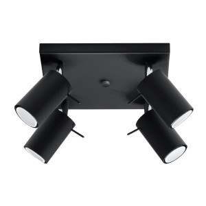 Plafon RING 4 czarny 16x25x25cm nowoczesna lampa GU10 do salonu