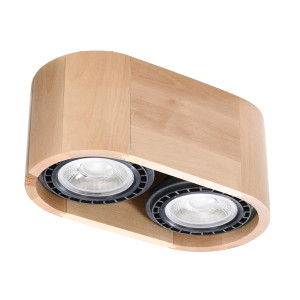 Plafon BASIC 2 naturalne drewno 10x14x27cm nowoczesna lampa GU10/ES111 do salonu