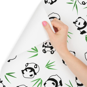 Tapeta pandy misie liście zieleń pokój dziecięcy