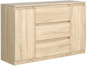 Komoda 78x120x39 cm z 2 drzwiami i 3 szufladami dąb sonoma do salonu i sypialni