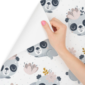 Tapeta misie panda kwiaty rośliny pokój dziecięcy