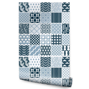 Tapeta Wzór MOZAIKI Geometrycznej Imitacja Płytek 53x1000